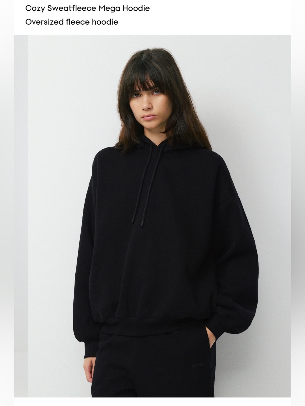 ARITZIA NWT BLACK SWEATFLEECE SET MEGA FLUTTER & MEGA HOODIE - Picture 7 of 11